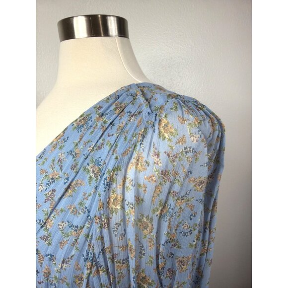 Sézane Aurena Mini Dress Vintage Blue Praire FR 46/US 14 Romantic Boho - Picture 10 of 16